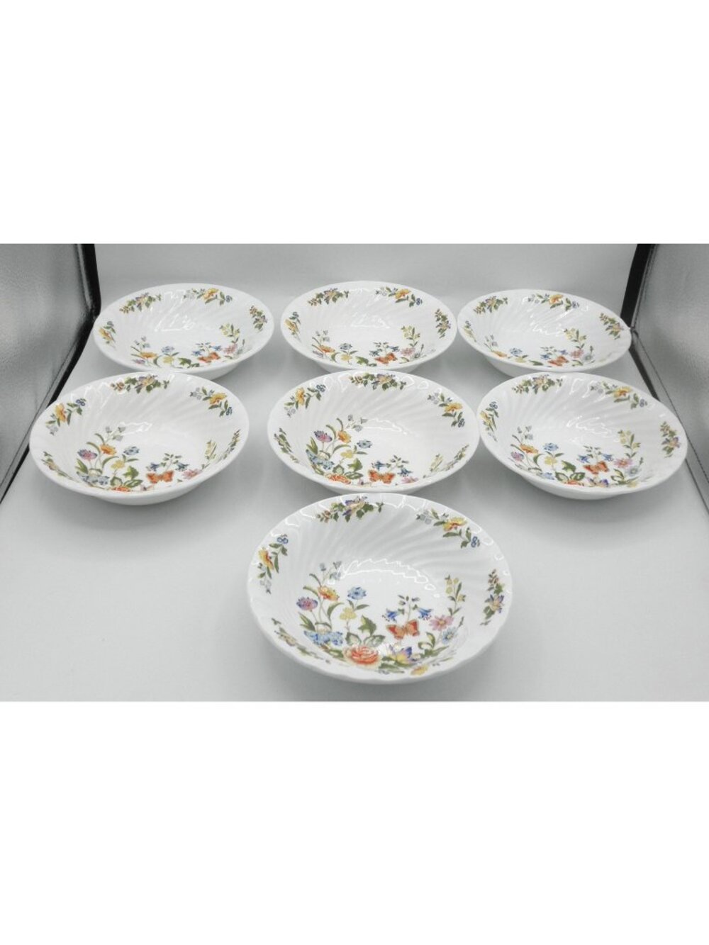 Cottage Garden by John Aynsley & Sons Coupe Cereal Bowls Set of 7 Pattern AYNCOG